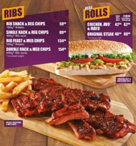 Steers flame-grilled burger with Famous Hand-Cut Chips