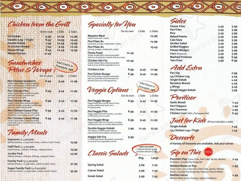 Barcelos Menu Prices South Africa