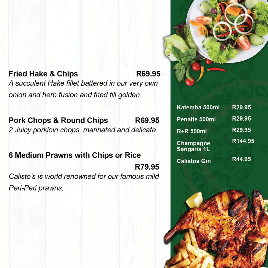 Calisto’s Salads Menu Prices