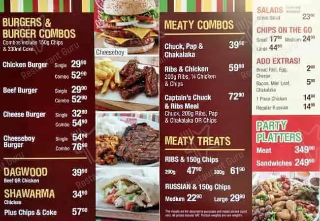 Captain Doregos Chicken Delights Menu Prices