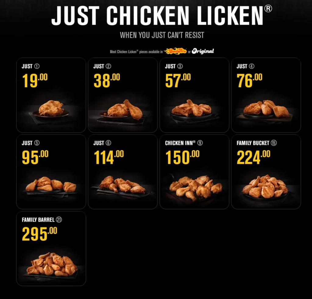 Chicken Licken Soulicious Specials Menu Prices