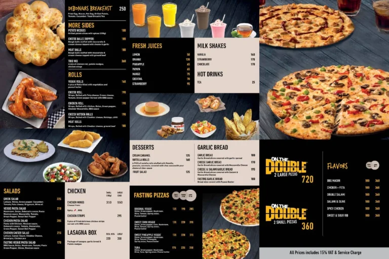 Debonairs Breakfast Menu With Updated Prices in South Africa