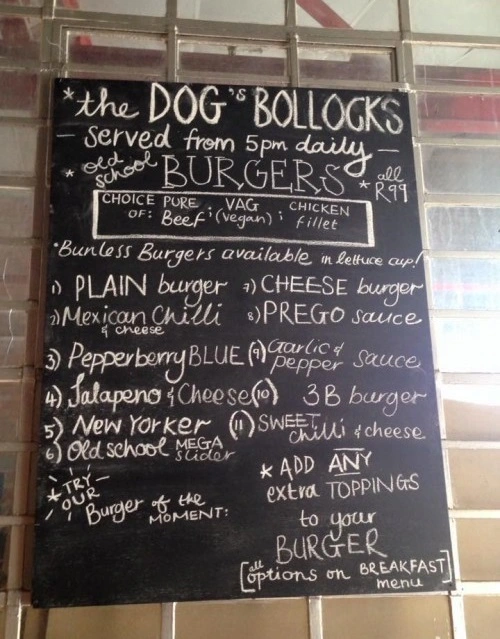 Dogs Bollocks Menu