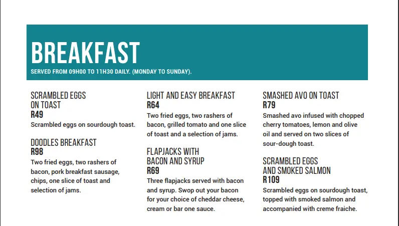 Doodles Breakfast Menu Prices