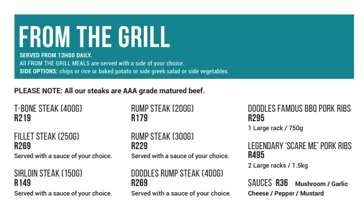  Doodles From The Grill Menu Prices