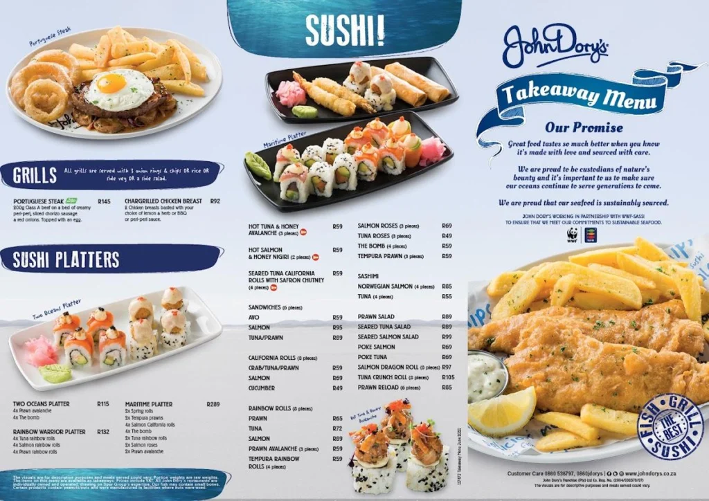 John Dory's Sushi Menu Prices