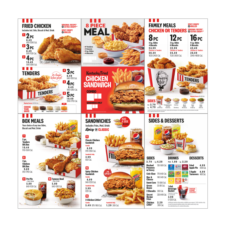  KFC Delivery Menu