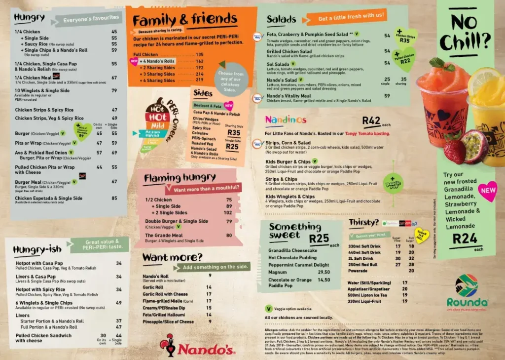 Nando's Breakfast Menu With Updated Prices in South Africa 2024