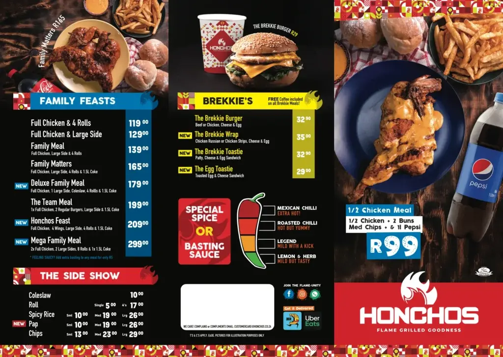 Specials Honchos Menu