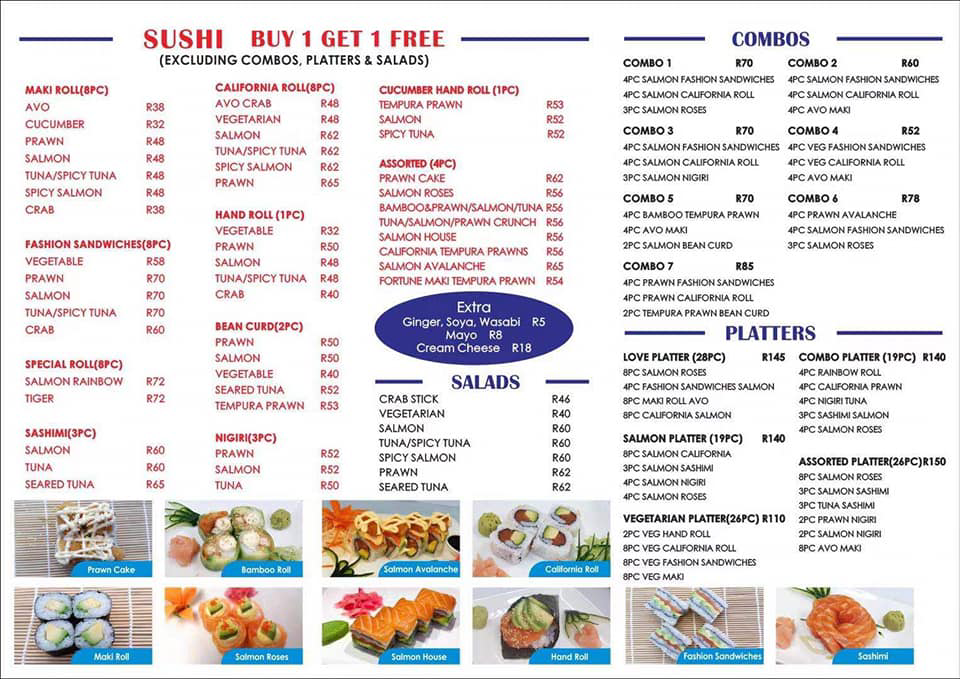 Tommys Sushi Combos & Platters Menu Prices