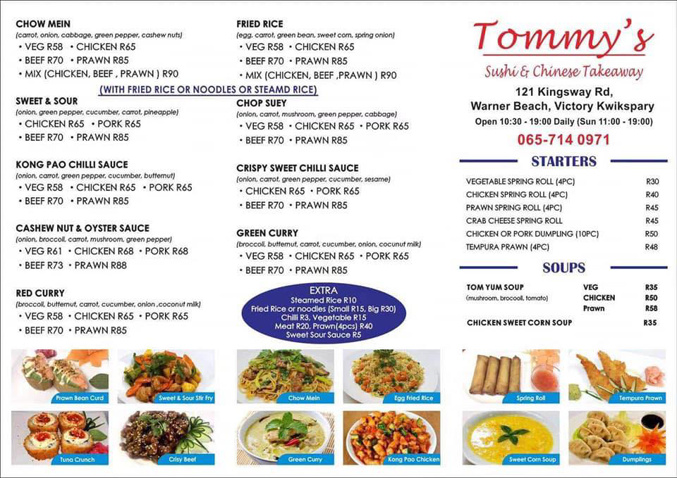 Tommys Sushi Menu With Updated Prices in South Africa 2024