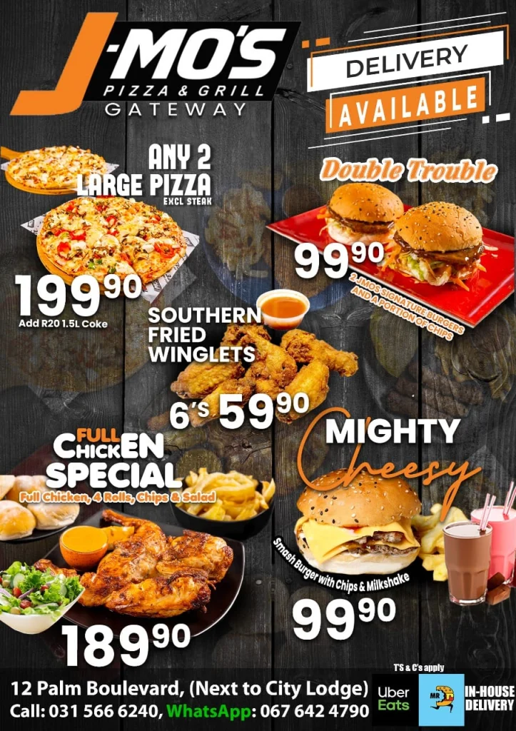 Updated Menu Items And Prices Of Jmos Westwood South Africa