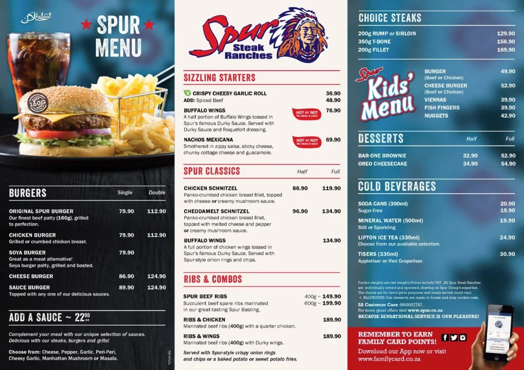 Updated Menu Items And Prices Of Spur Breakfast South Africa