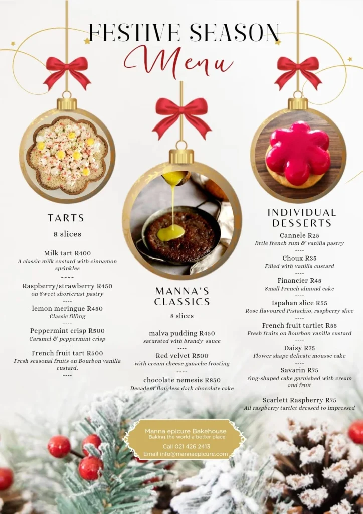 Manna Epicure Desserts Menu Prices