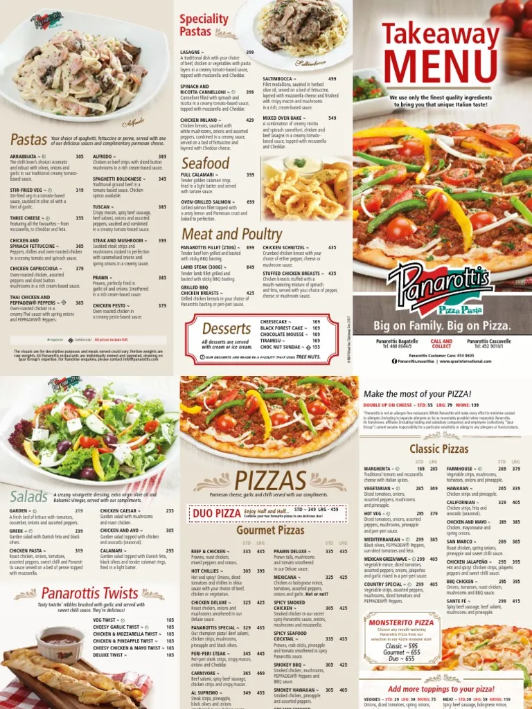  Panarottis Vegan – Friendly Menu Prices