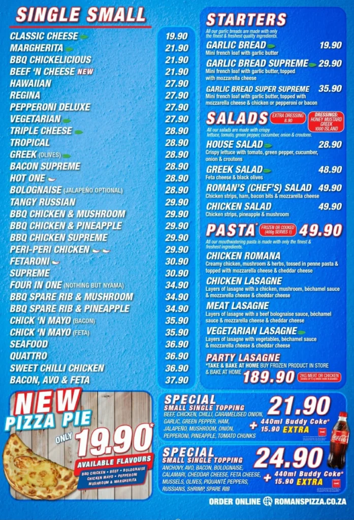 Romans Salads Menu Prices