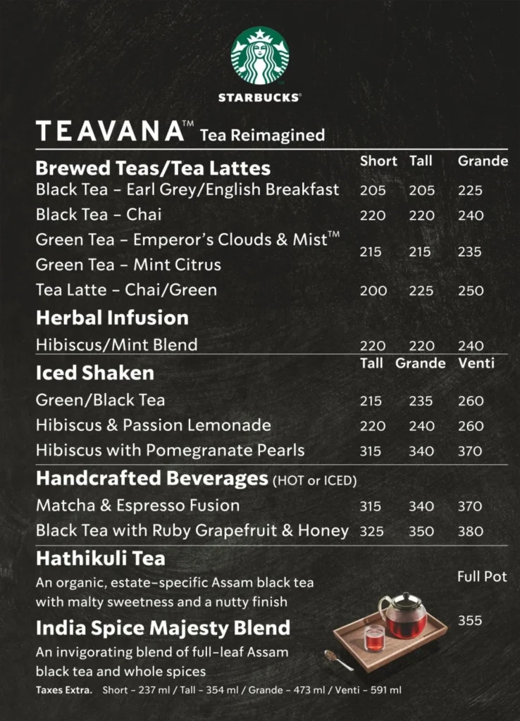 Starbucks Iced Espresso Beverages Menu Prices