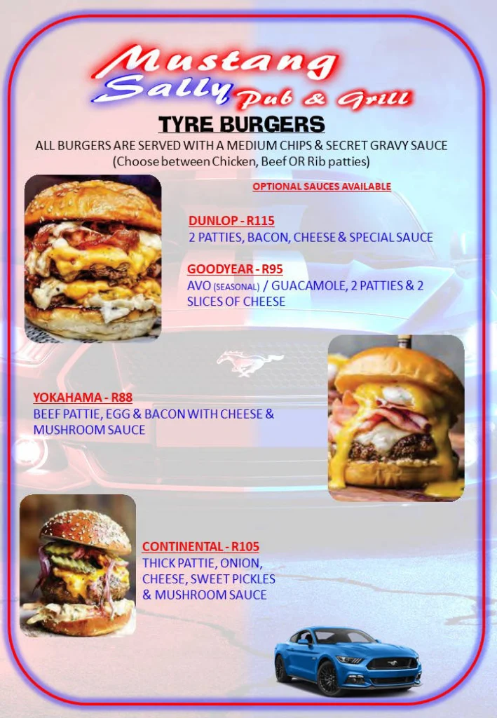 Mustang Sally’s Menu With Updated Prices in South Africa 2025